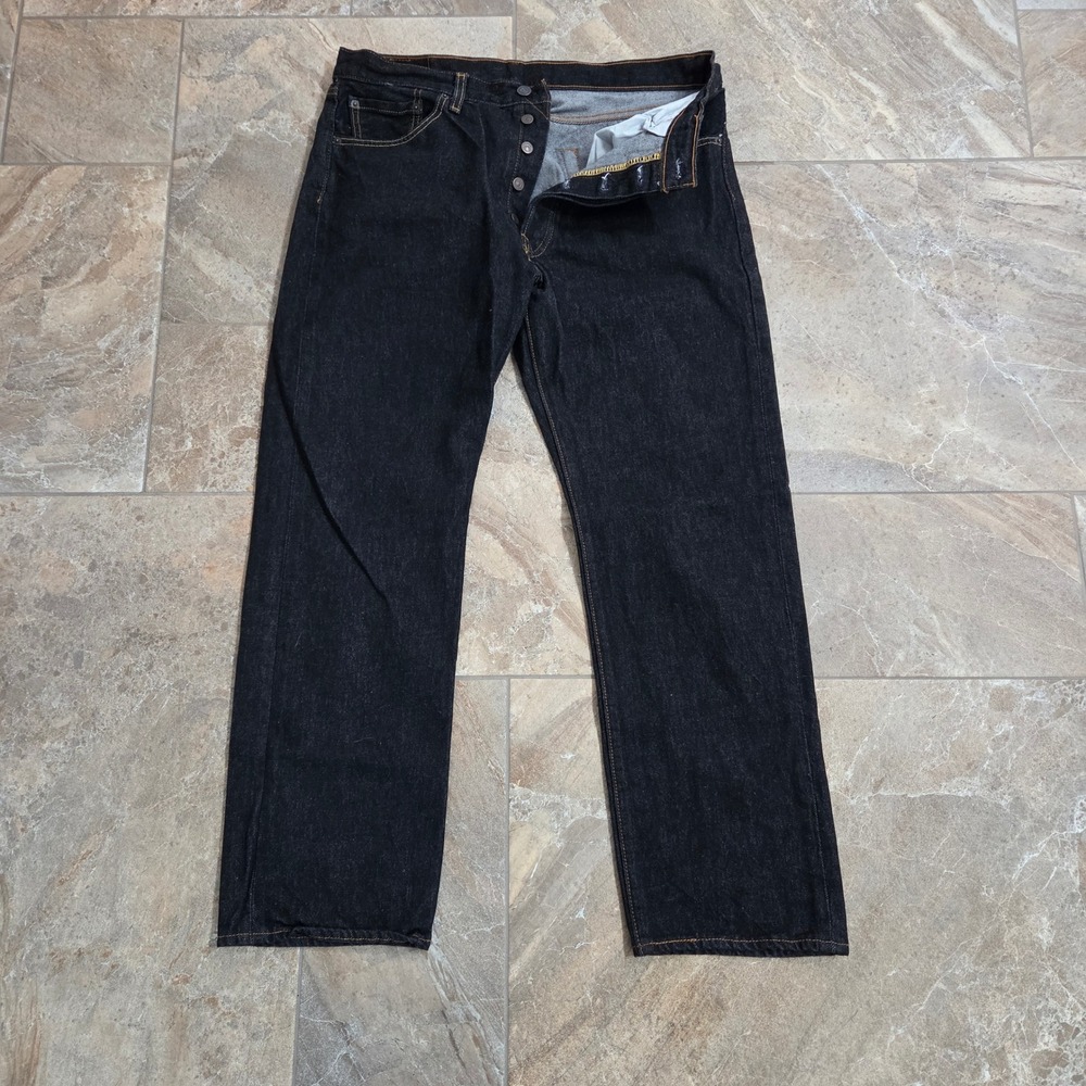 Levi's 501 Jeans Black Denim Button Fly Straight Leg W36 L32